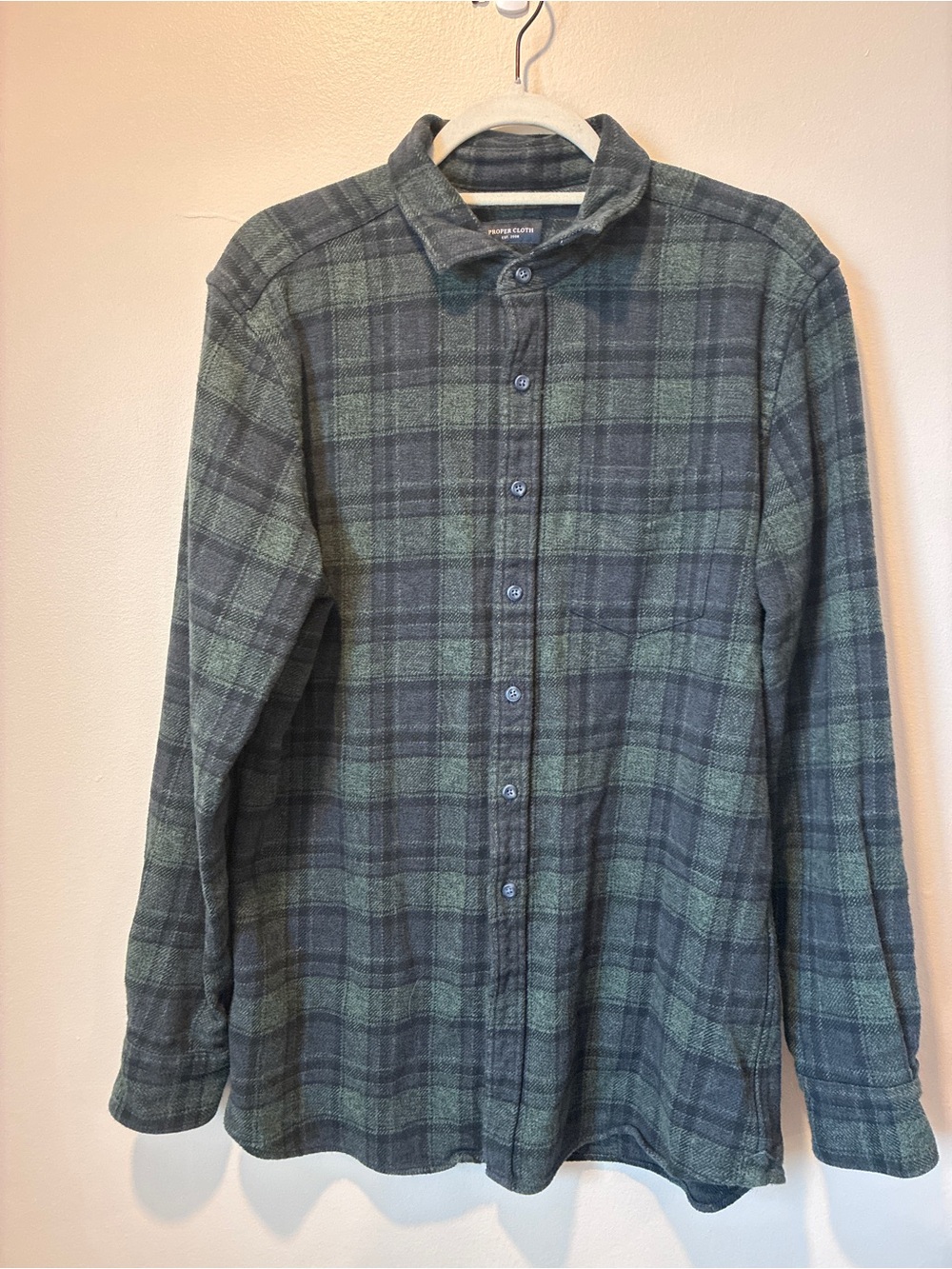 Proper Cloth Casual Green Plaid Long-Sleeve Button-Down Shirt